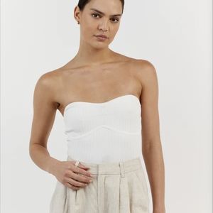 Like New DISSH Raven Off-White Ribbed Bandeau Top, Size M fits like XS/S